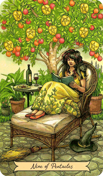 повседневное таро ведьмы, 9 пентаклей