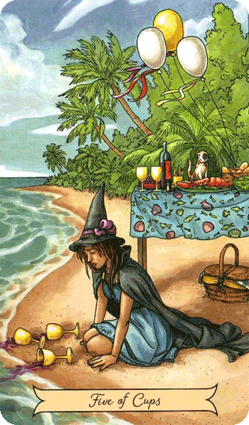 повседневное таро ведьмы, 5 кубков