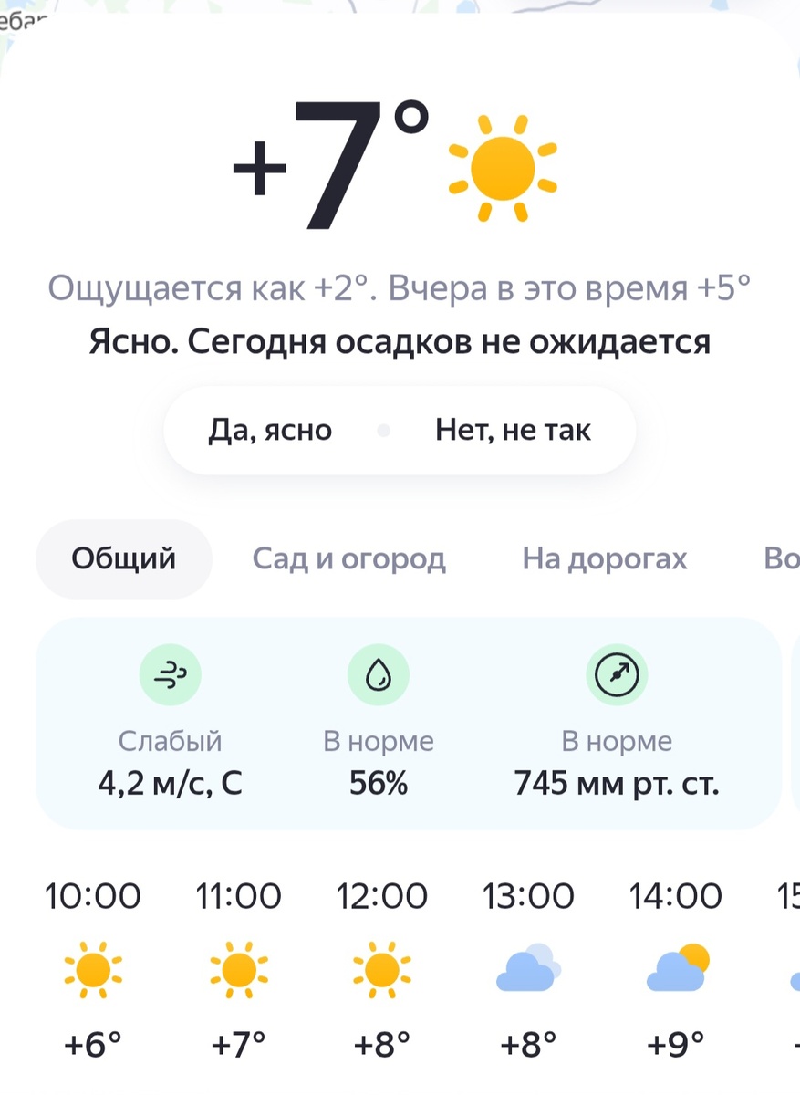 Скрин приложения с прогнозом погоды