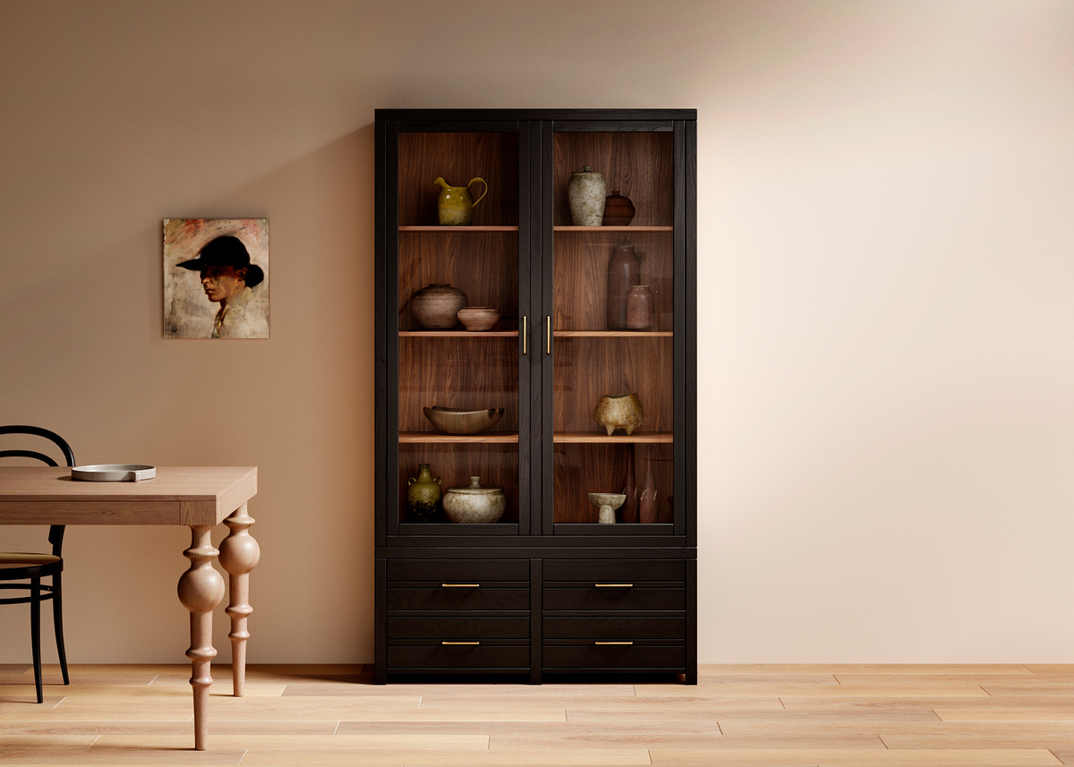 Сервант «Глазго» из массива дуба. Четкие геометричные формы, которые делают его универсальным для любого интерьера.