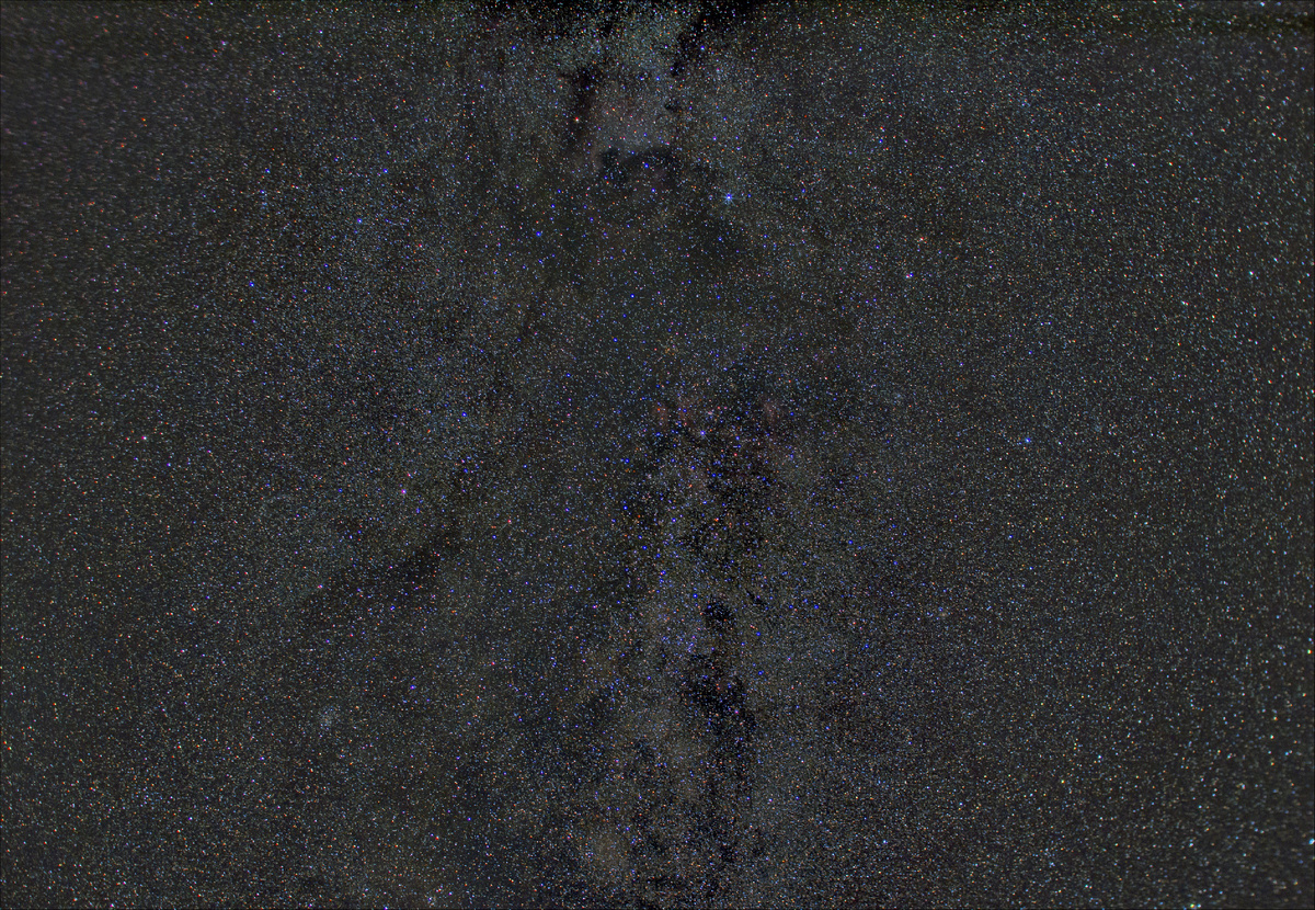 Млечный Путь в районе созвездия Лебедь . Фото автора .