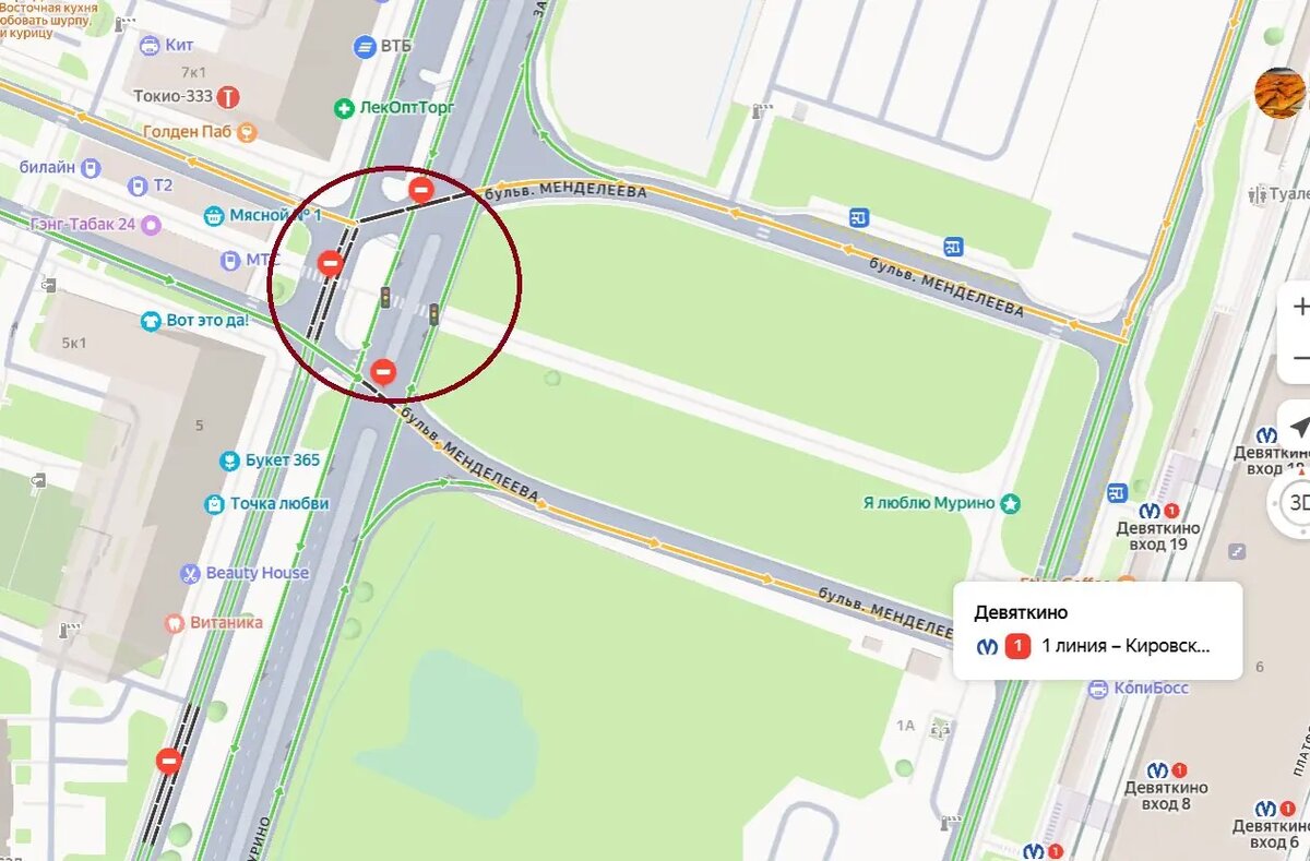    Место, где появится переход. Фото: скриншот сервиса «Яндекс.Пробки»