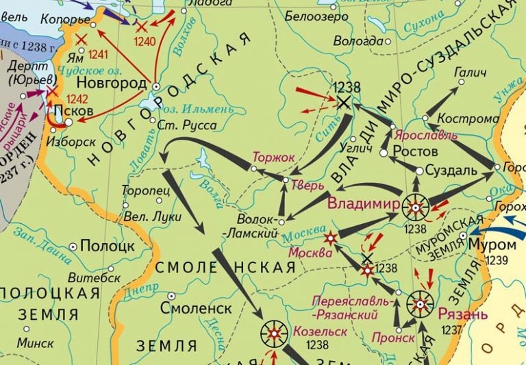 Карта похода Батыя на Русь (1237–1238 гг.)