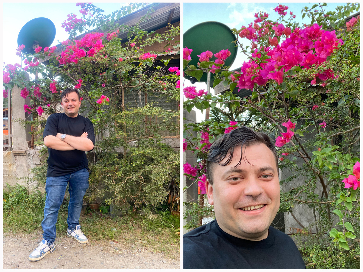 Мое фото с цветами около дома Welyn - сестры Лили. 5:50 утра.