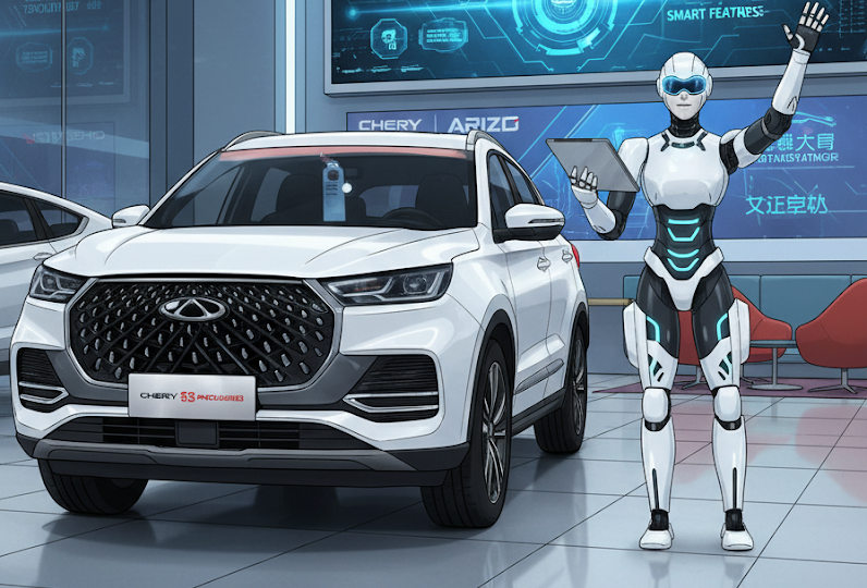 Робоженщина продаёт китайские авто Chery: будущее автопродаж уже наступило