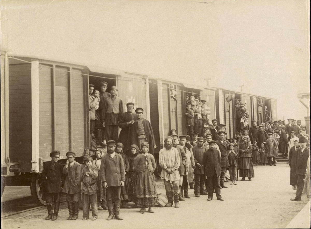 1890 год. Русские переселенцы в Сибирь. Столыпинские вагоны