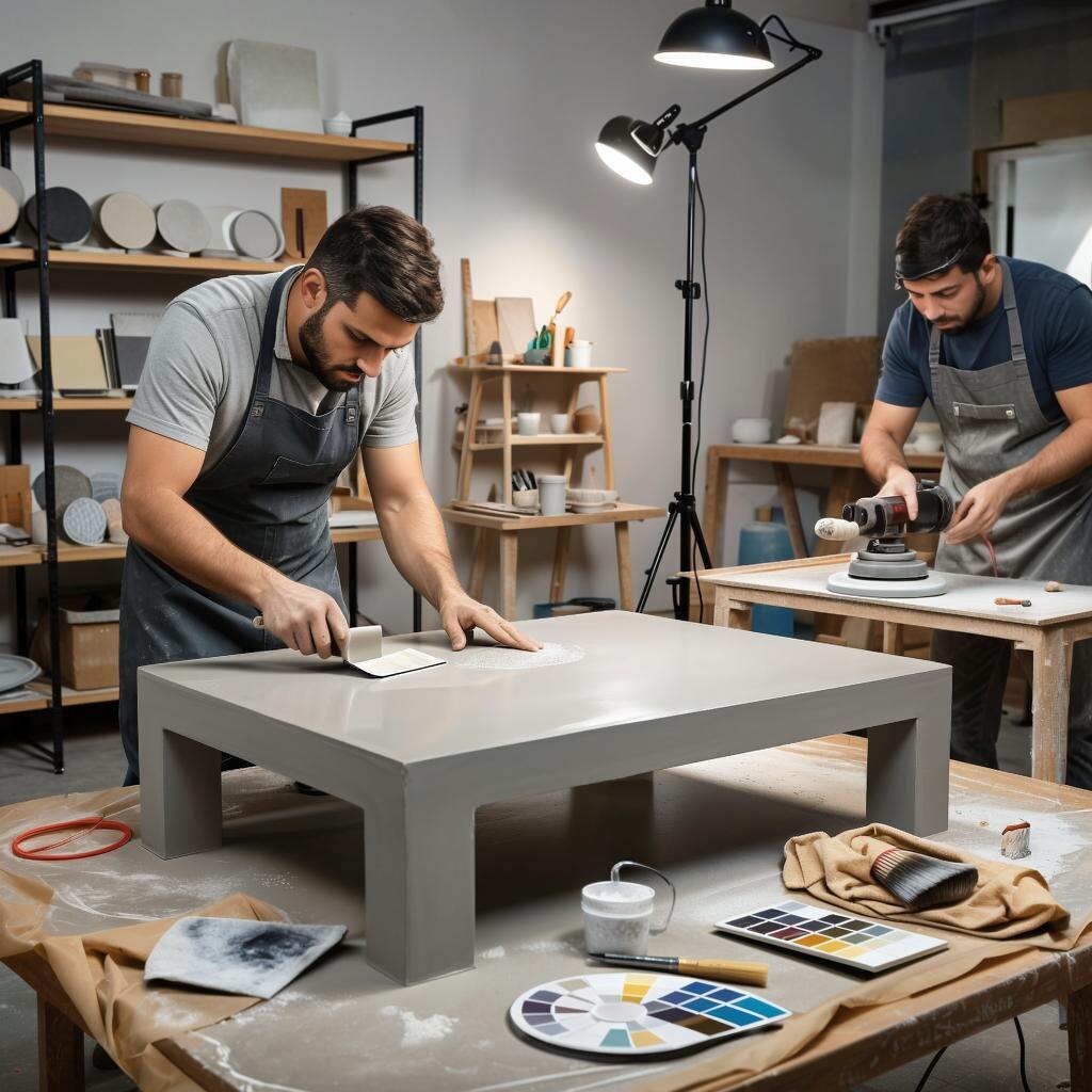 индивидуальный журнальный стол из микроцемента