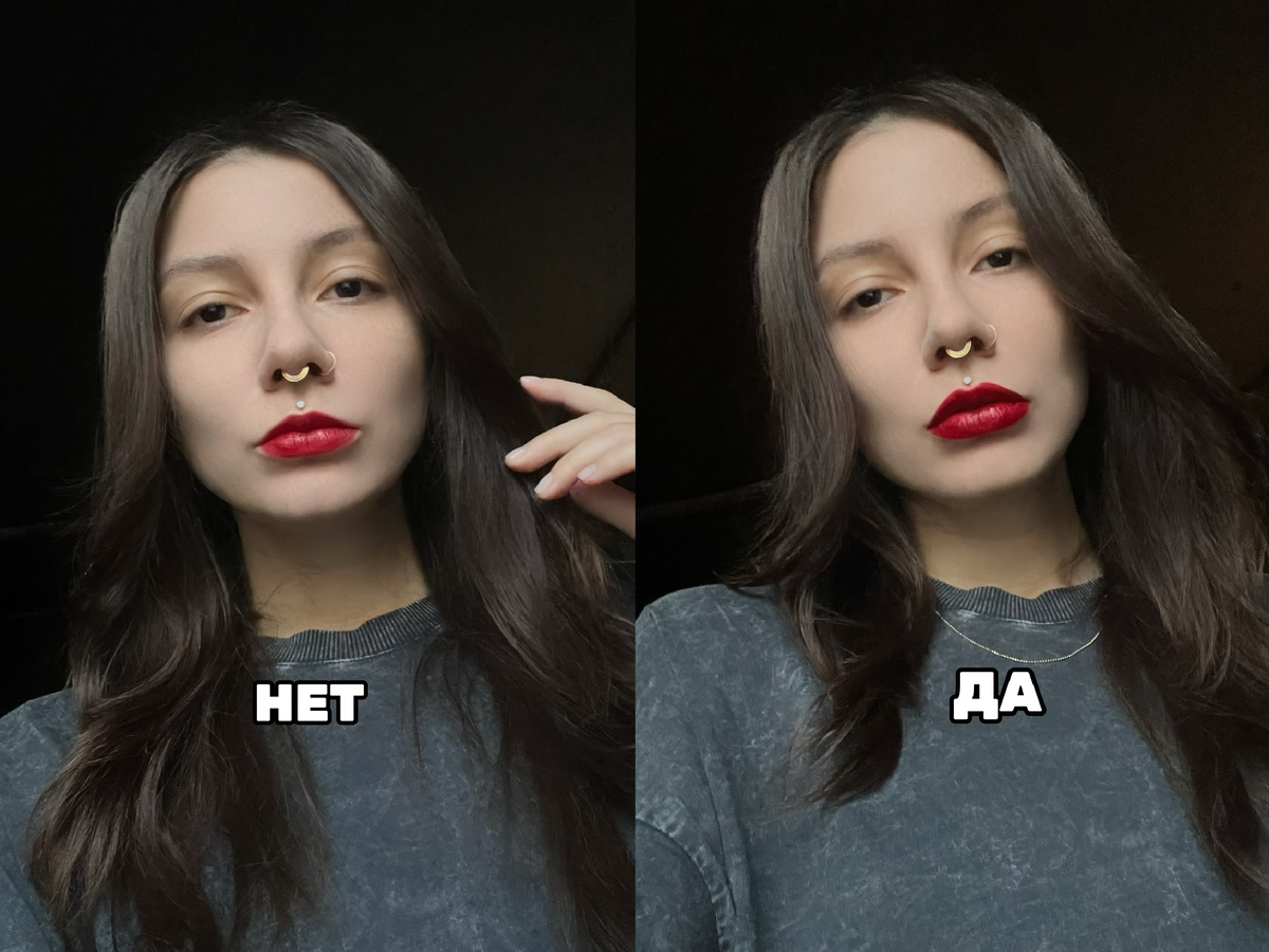 Тут мы видим маленькие поджатые губы и красивые большие губёшки 