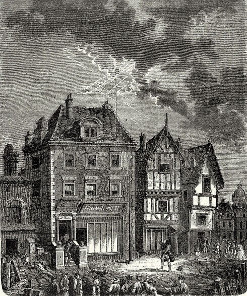 Свой первый громоотвод Франклин установил на собственном доме, чтобы продемонстрировать эффективность своего изобретения