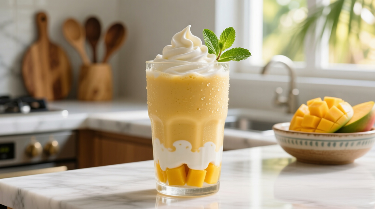 Манго-ласси с йогуртовым кремом