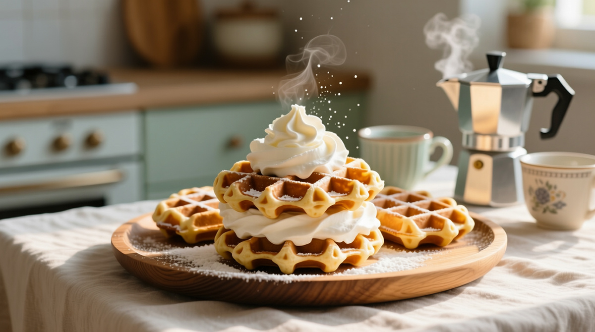 Вафли с кремом из взбитых сливок
