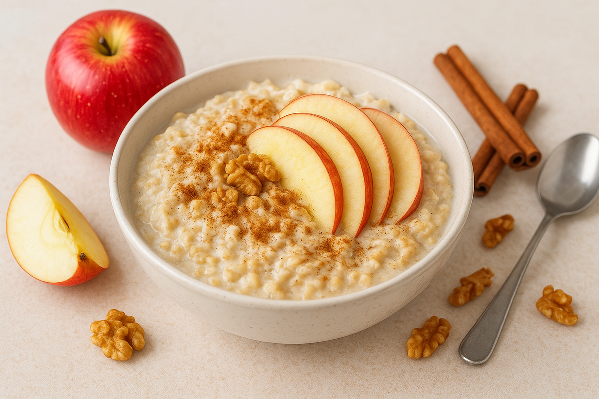 Овсянка с яблоком и корицей