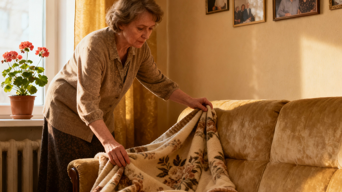 Бабушкин вязаный плед.