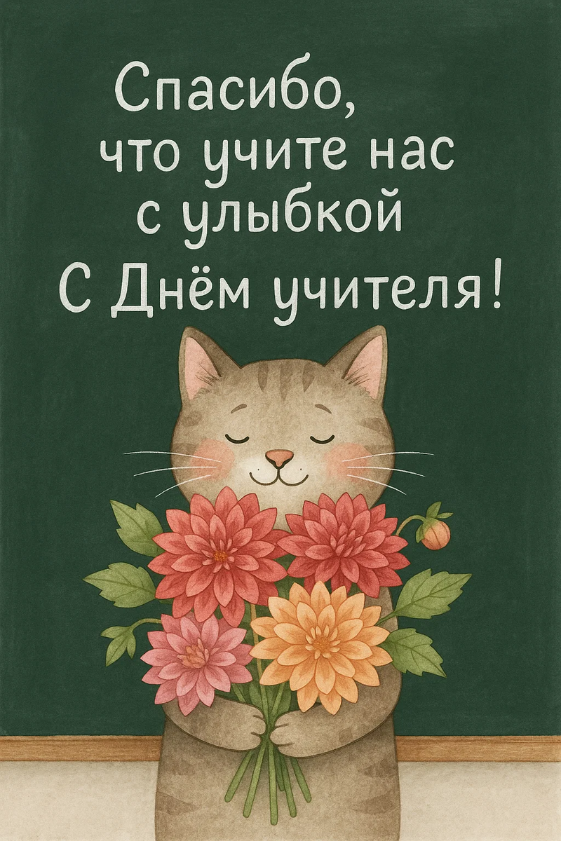 Открытка «С Днём учителя» из авторской серии Арт-мастерской ИИ, созданная с любовью и вдохновением при помощи нейросети.