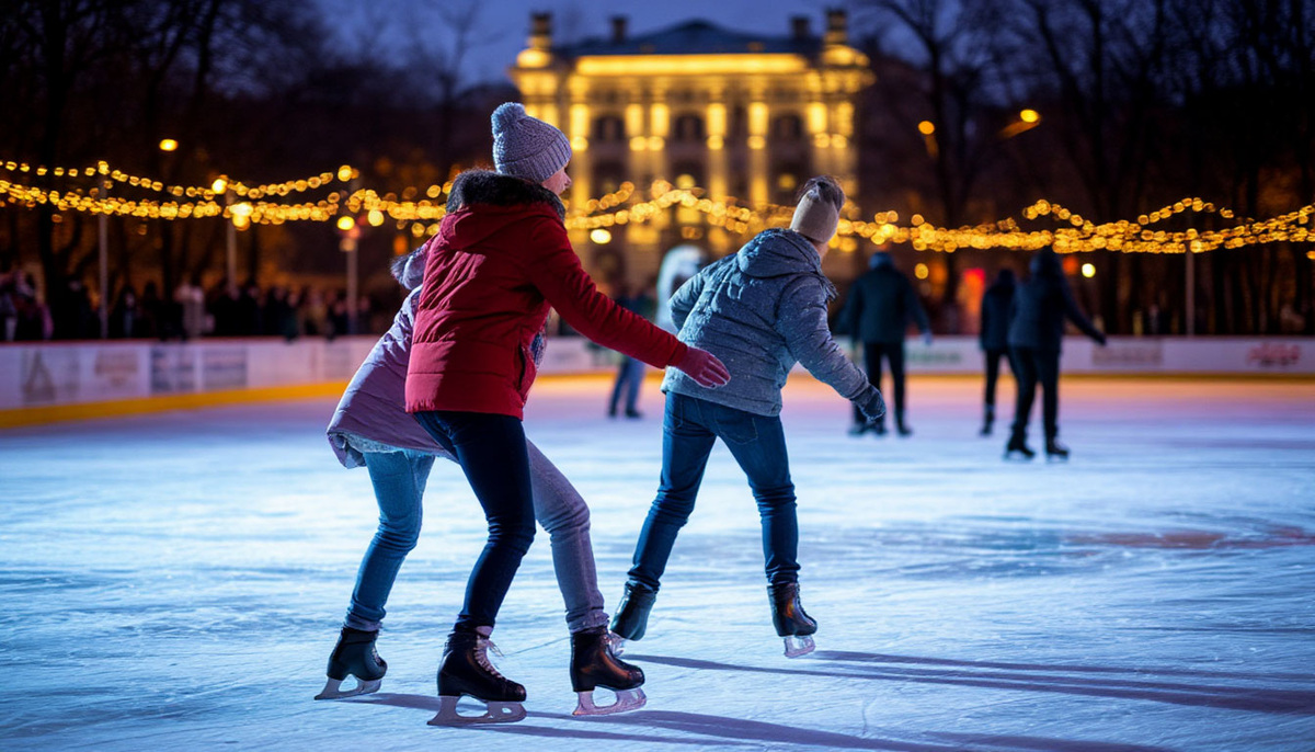 Катание на катке в парке Горького