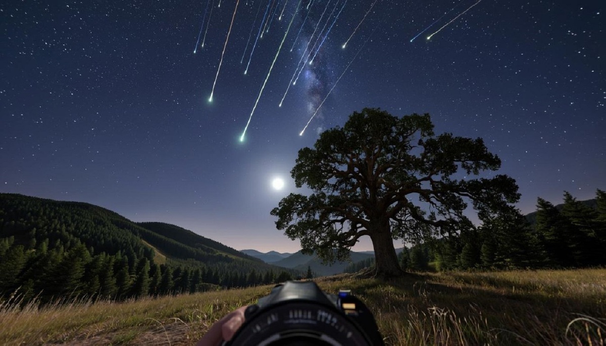 Самые яркие проявления звездопада в этом году ожидаются в ночь на 9 октября.  Фото: Изображение сгенерировано нейросетью Kandinsky 3.1