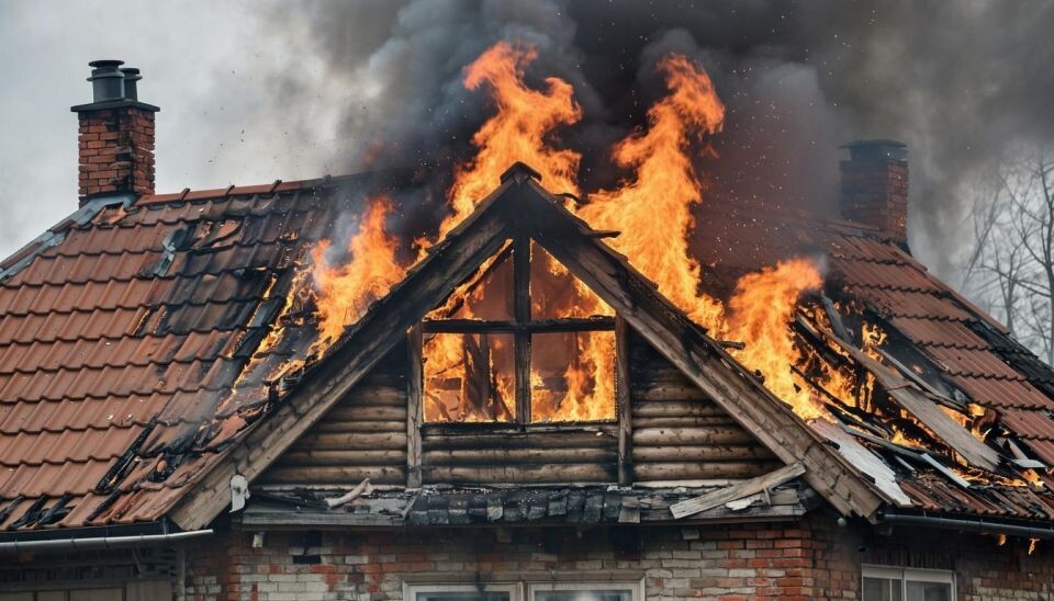    Пожар, горящая крыша. Источник: сгенерировано нейросетью