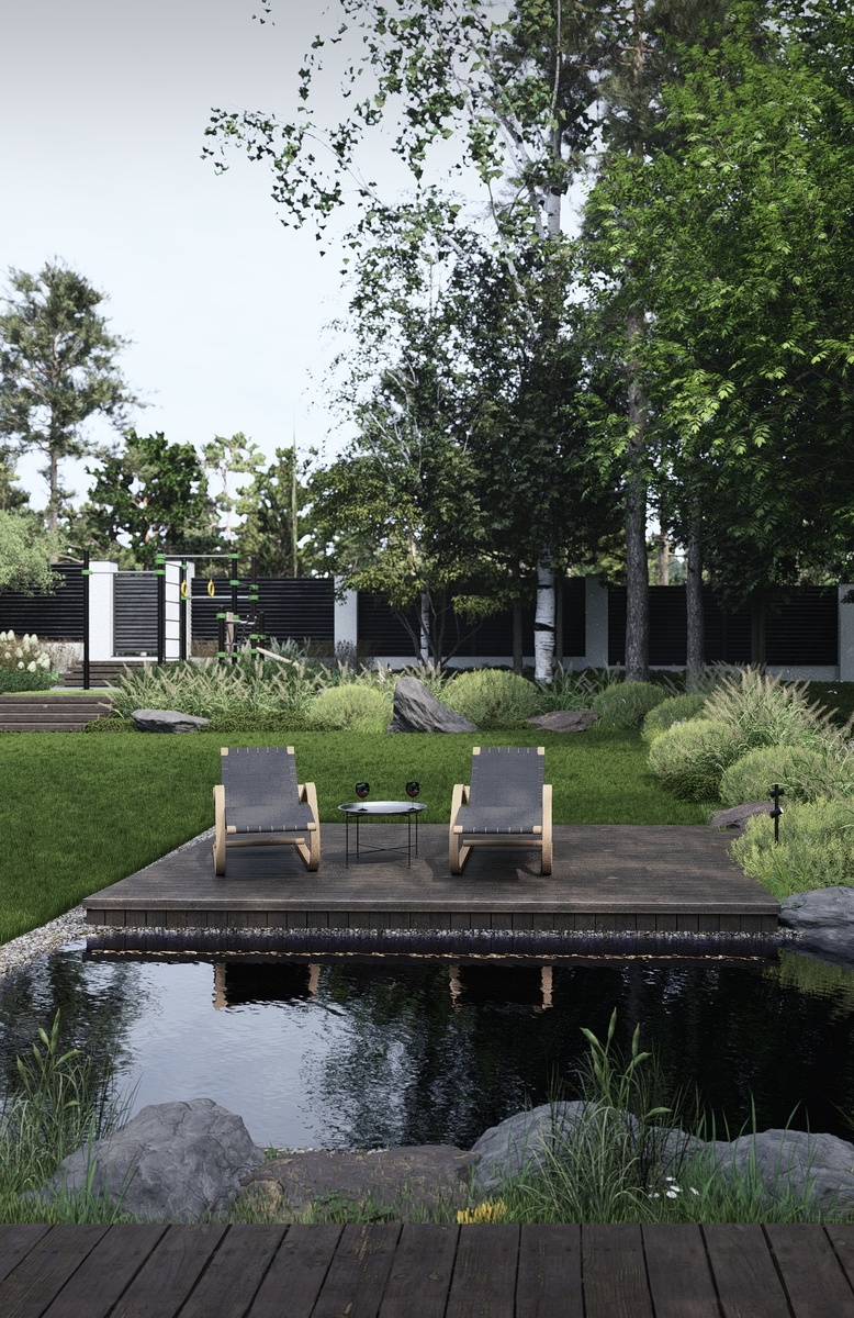 Визуализация к проекту для участка 16 соток с перепадом высот