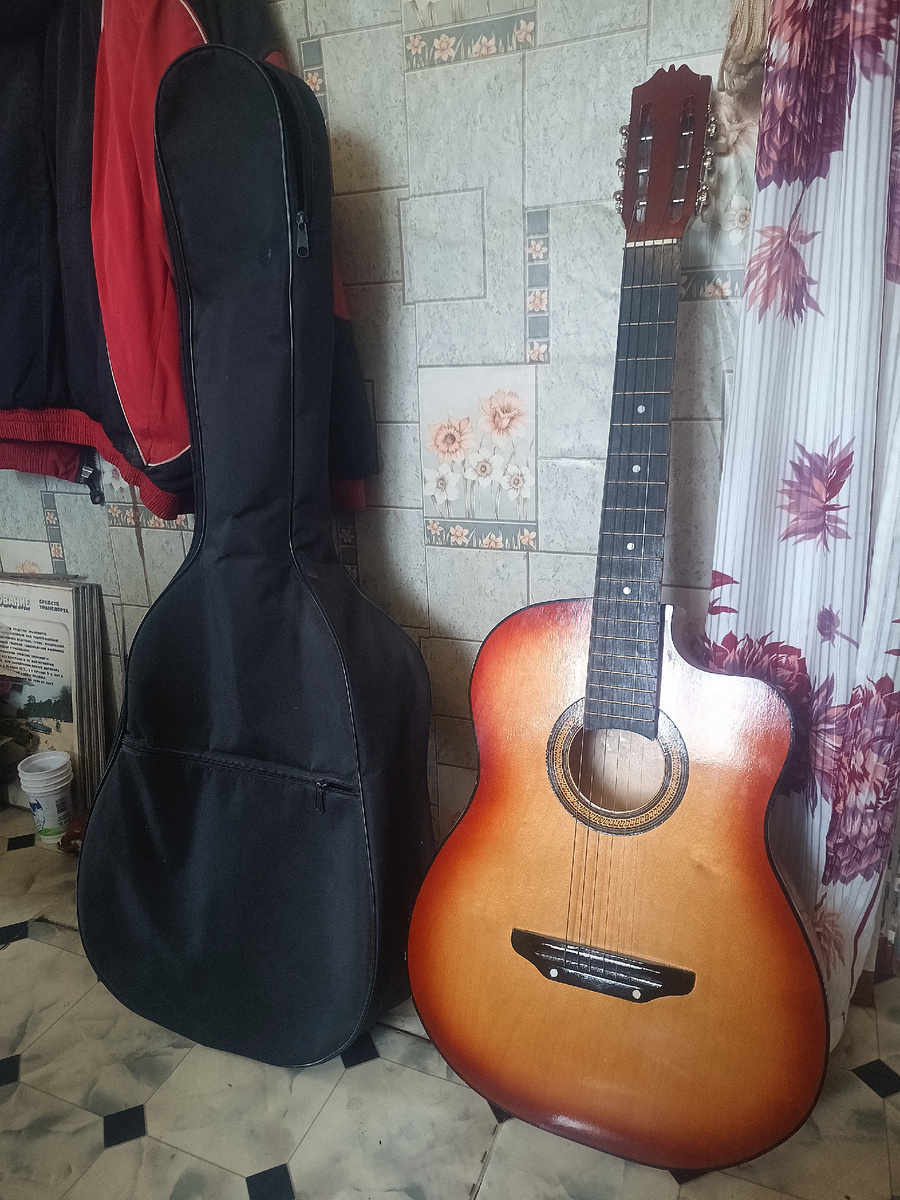 Гитара в подарок за кукурузу!!)) ... Гитару покупал друг для своей дочери, но дочь немного побрякала и забросила гитару!!