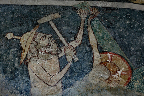 Античная фреска, изображающая еврея, прибивающего Христа к кресту / Wikimedia Commons