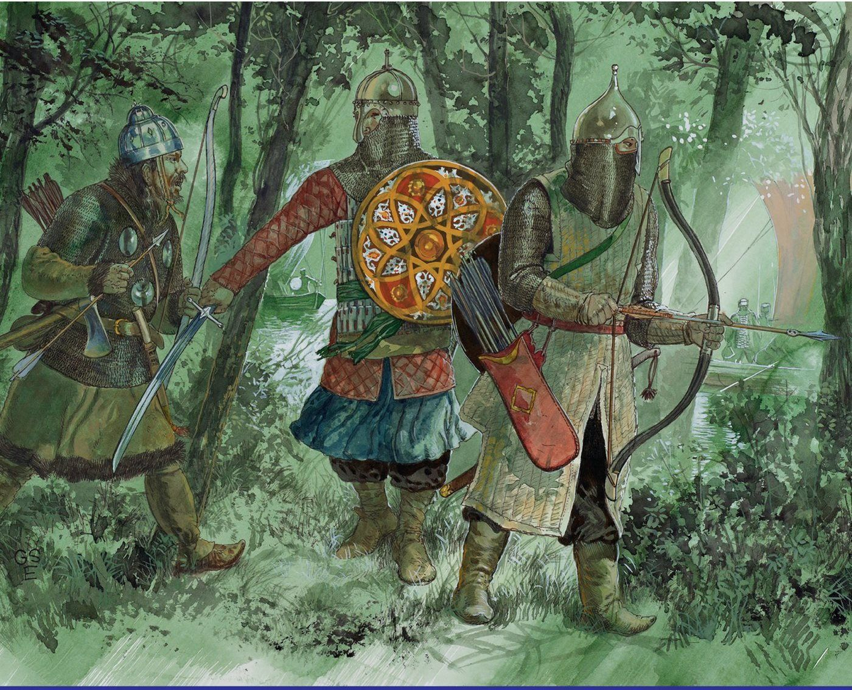 Финно-угорские воины в представлении художника. 