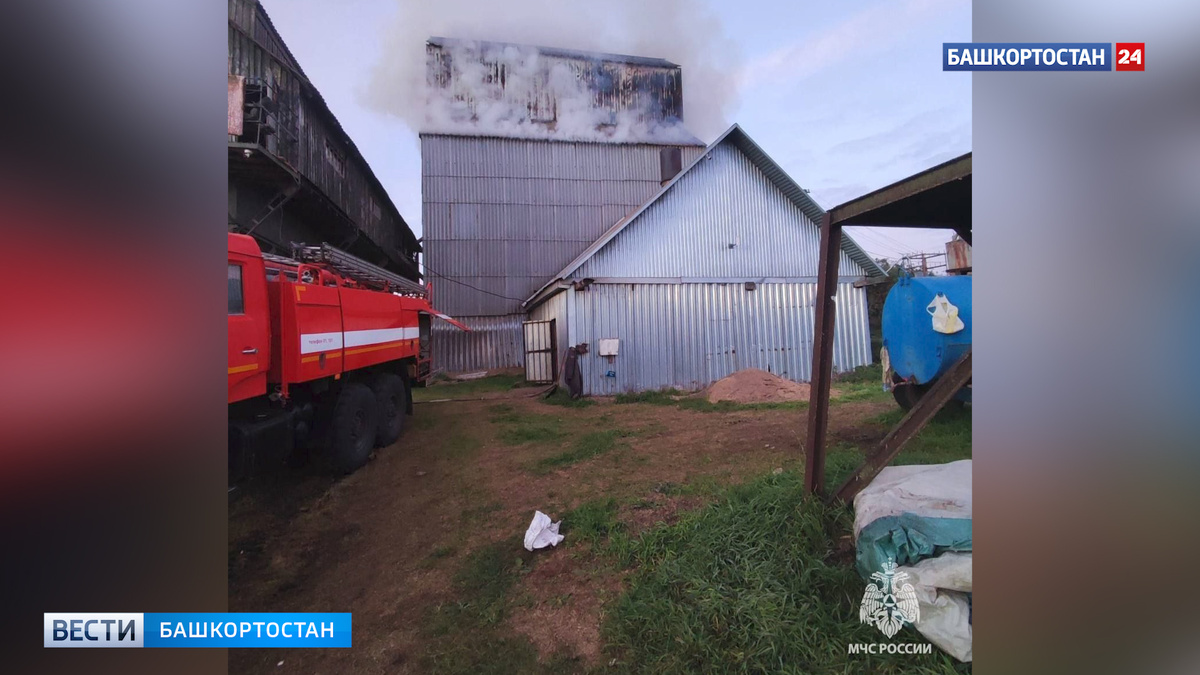    В Чишминском районе Башкирии вспыхнул пожар на зерносушильном комплексе