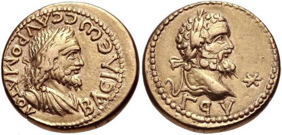 Внешний вид золотой монеты сарматских царей