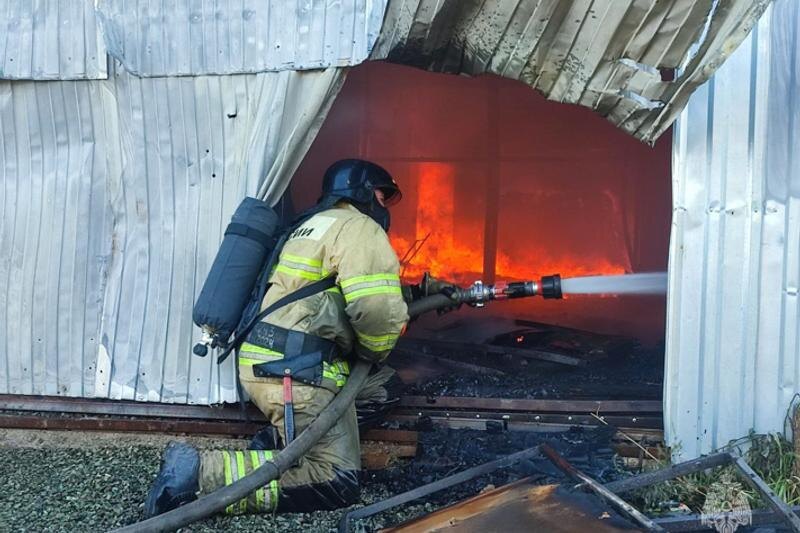    ГУ МЧС России / Сотрудник МЧС тушит пожар