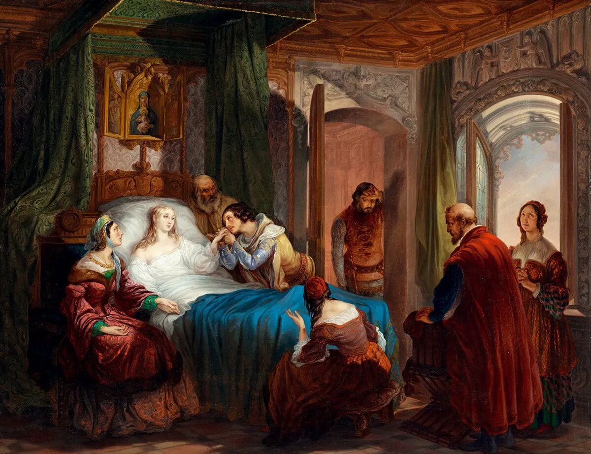 Тоска по любви. Встреча Бисе дель Бальцо и Отторино. 1840 , 69.5×89 см