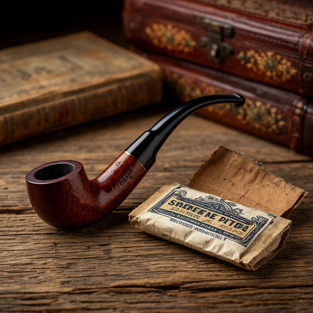 Курительная трубка и пакетик табака.