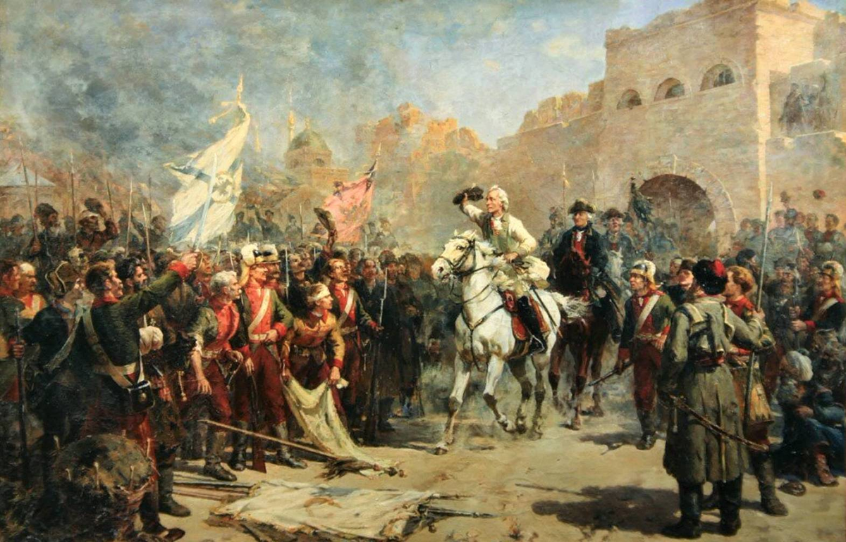 Суворов празднует взятие крепости.