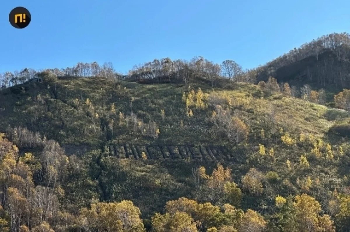    Житель Камчатки признался в любви, выкосив имя девушки на Мишенной сопке