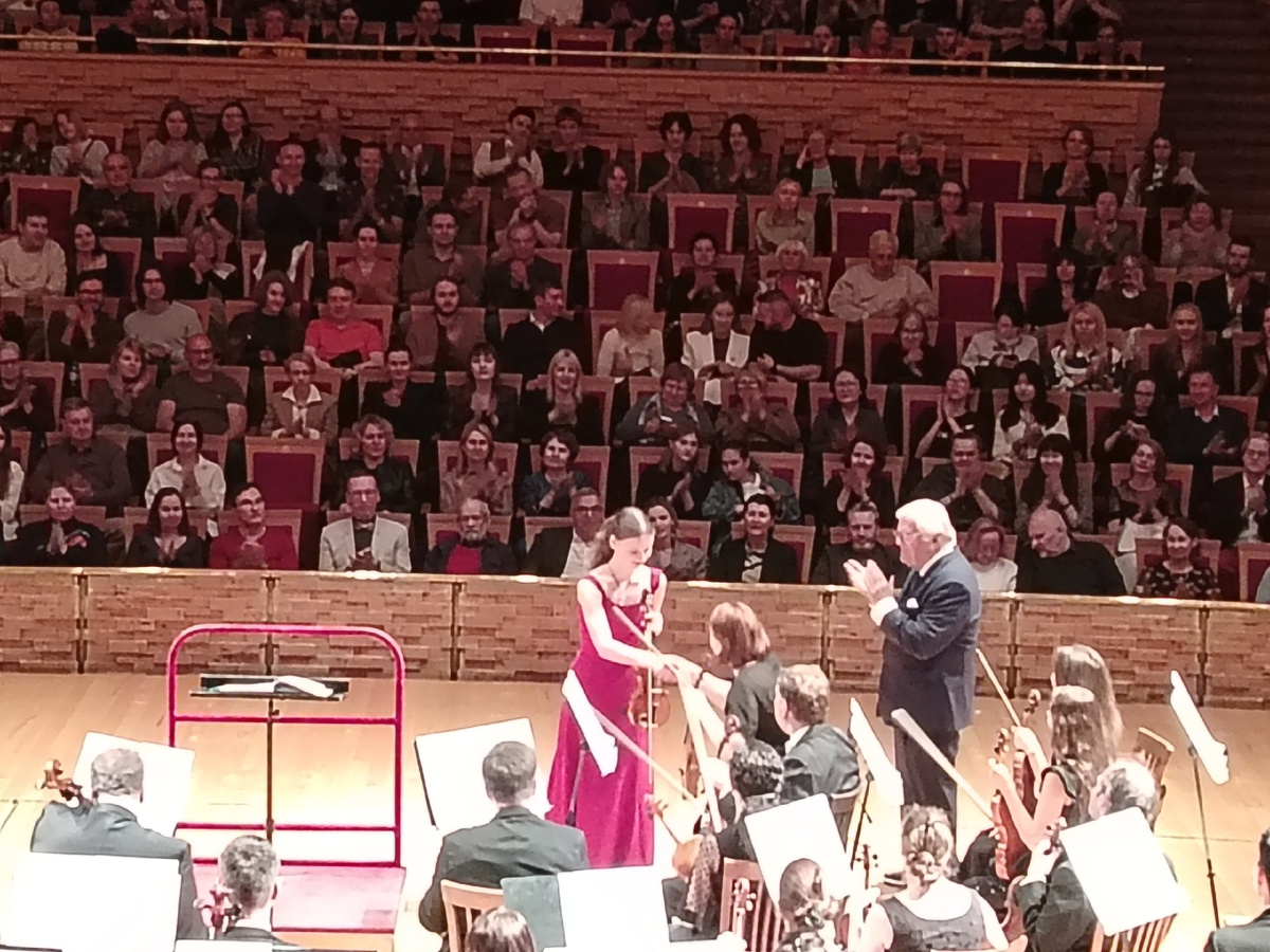 С.Поспехина и Ю.Франц после скрипичного концерта