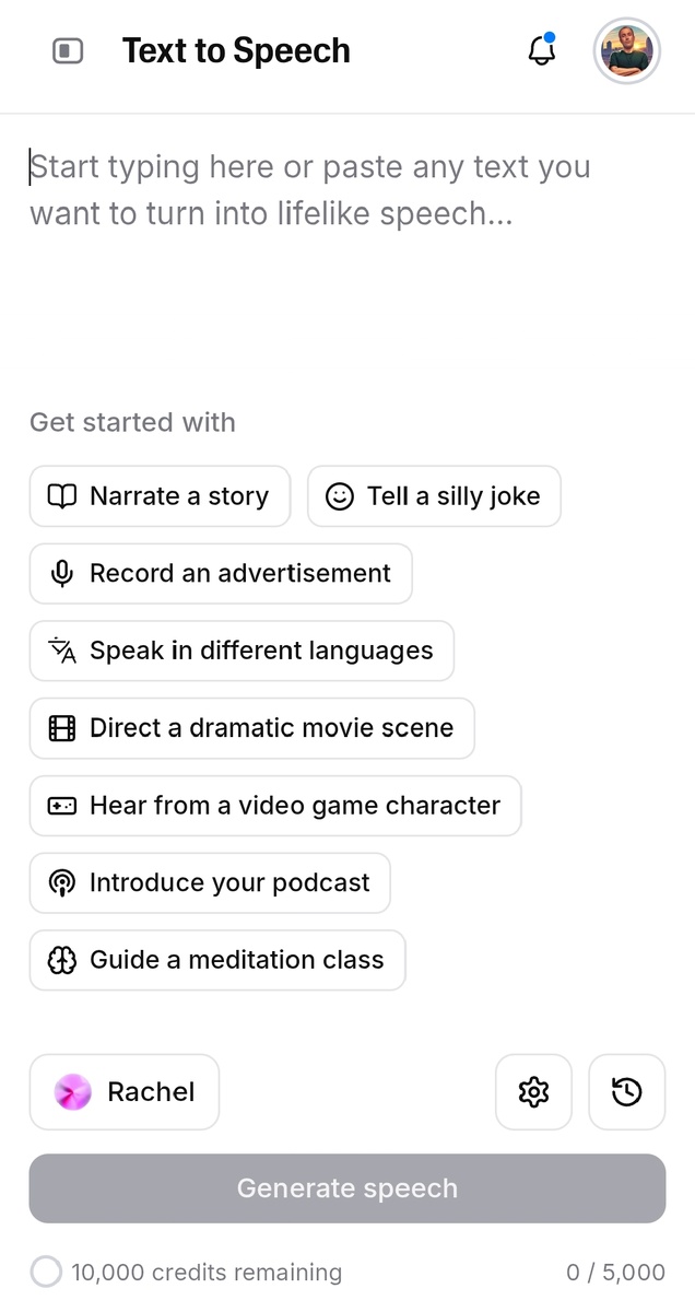 Главный экран Eleven Labs
