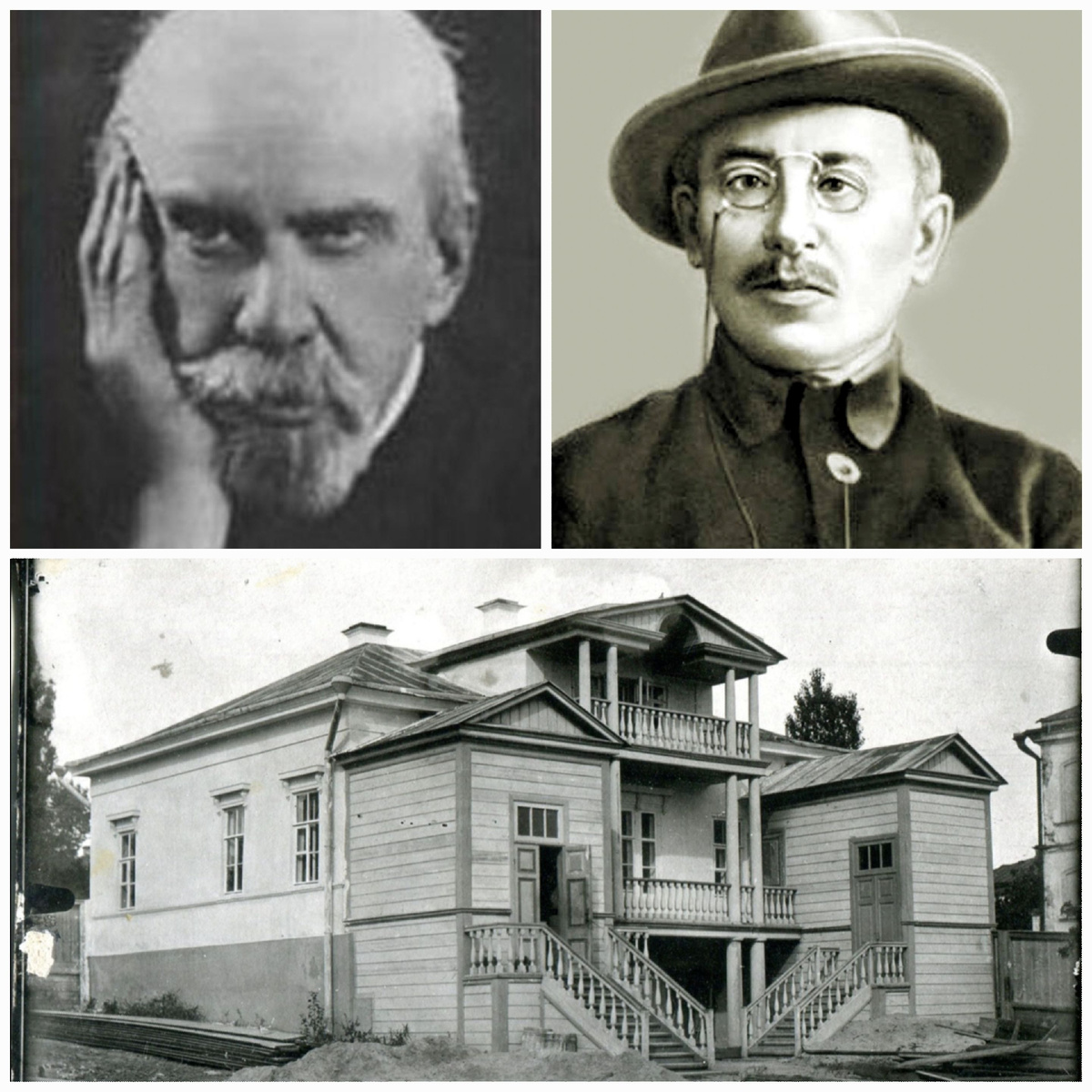 Вверху слева: Август Адольфович Крогиус (1871, Кишинёв — 1933, Ленинград) — русский и советский психолог, доктор медицины, профессор, основоположник российской тифлопсихологии. Его жена, О.А.Крогиус, написала рекомендательное письмо Г.Г.Брандту для Иванова-Разумника. Его брат, В. А. Крогиус (1876 — после 1940) — преподаватель и автор учебников по математике.                                          Вверху справа: Разумник Васи́льевич Иванов, более известный под псевдонимом Иванов-Разумник - русский и советский литературный критик, публицист, историк русской литературы и общественной мысли, редактор литературных отделов ряда эсеровских изданий, основатель Вольной философской ассоциации.                             На фото внизу: усадьба Чернышевских в Саратове. Через один дом от него находилось жилище Иванова-Разумника.  