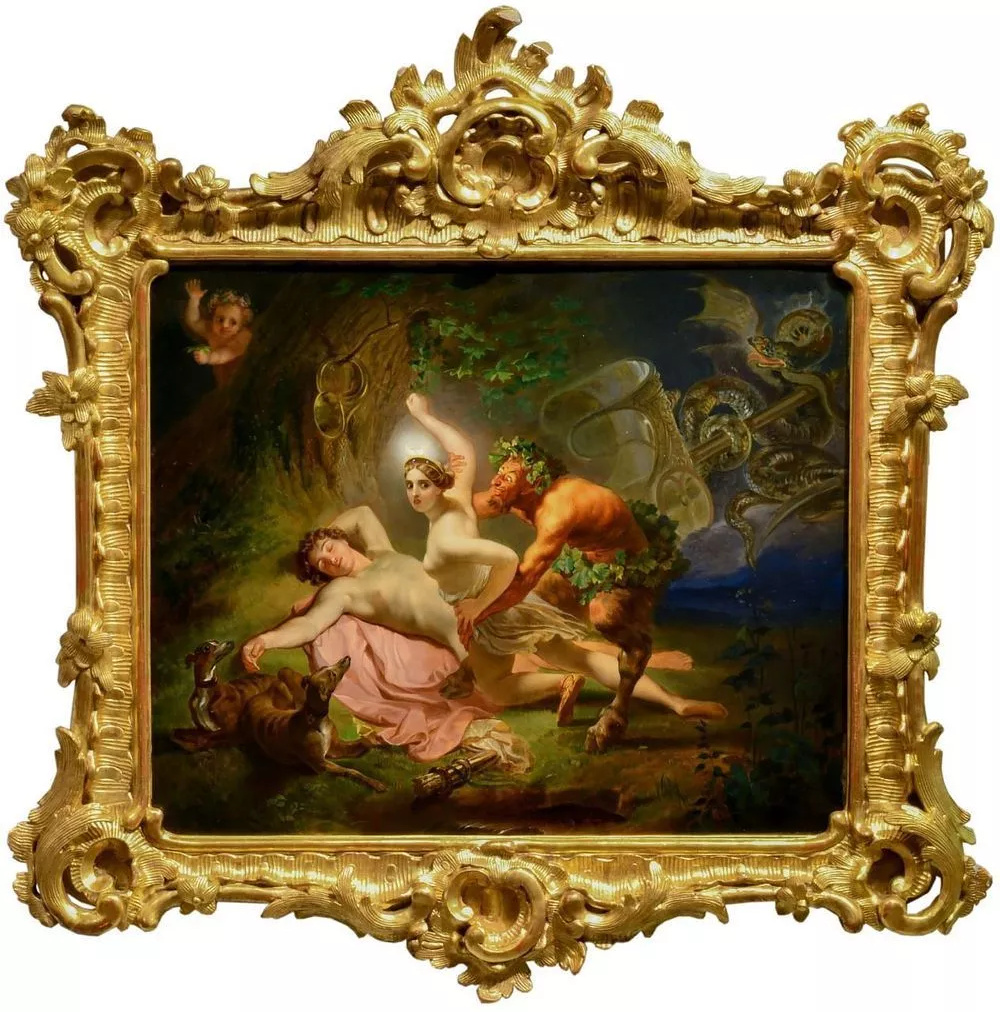 Карл Брюллов. Диана, Эндимион и сатир. Конец 1840-х. КаАртон, масло.  48 х 57,6 см. Фото: Московский аукционный домр