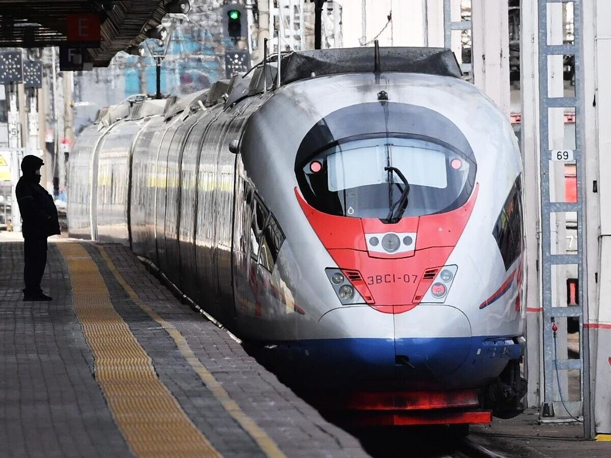    Поезд "Сапсан" на Ленинградском вокзале в Москве© РИА Новости . Михаил Воскресенский