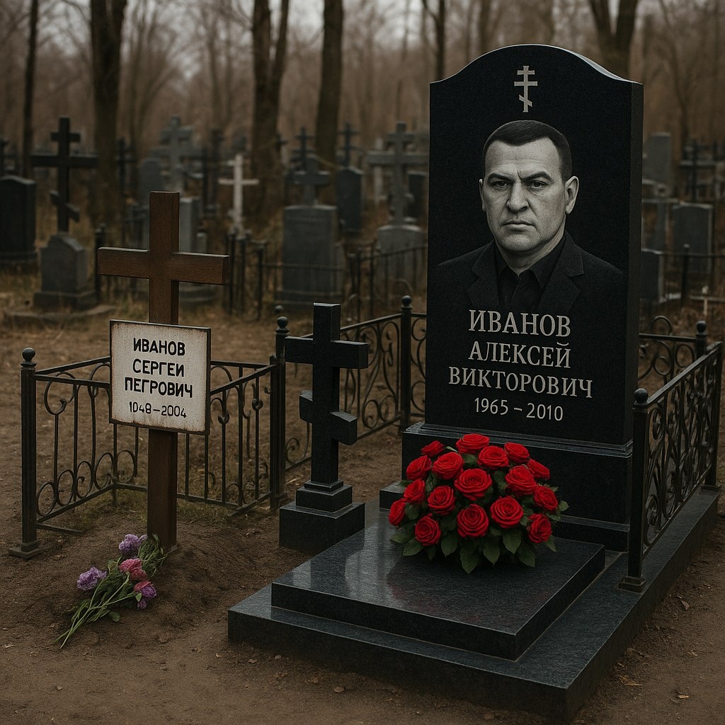 Сравнение могилы бедного человека и авторитета, для масштаба сцены.