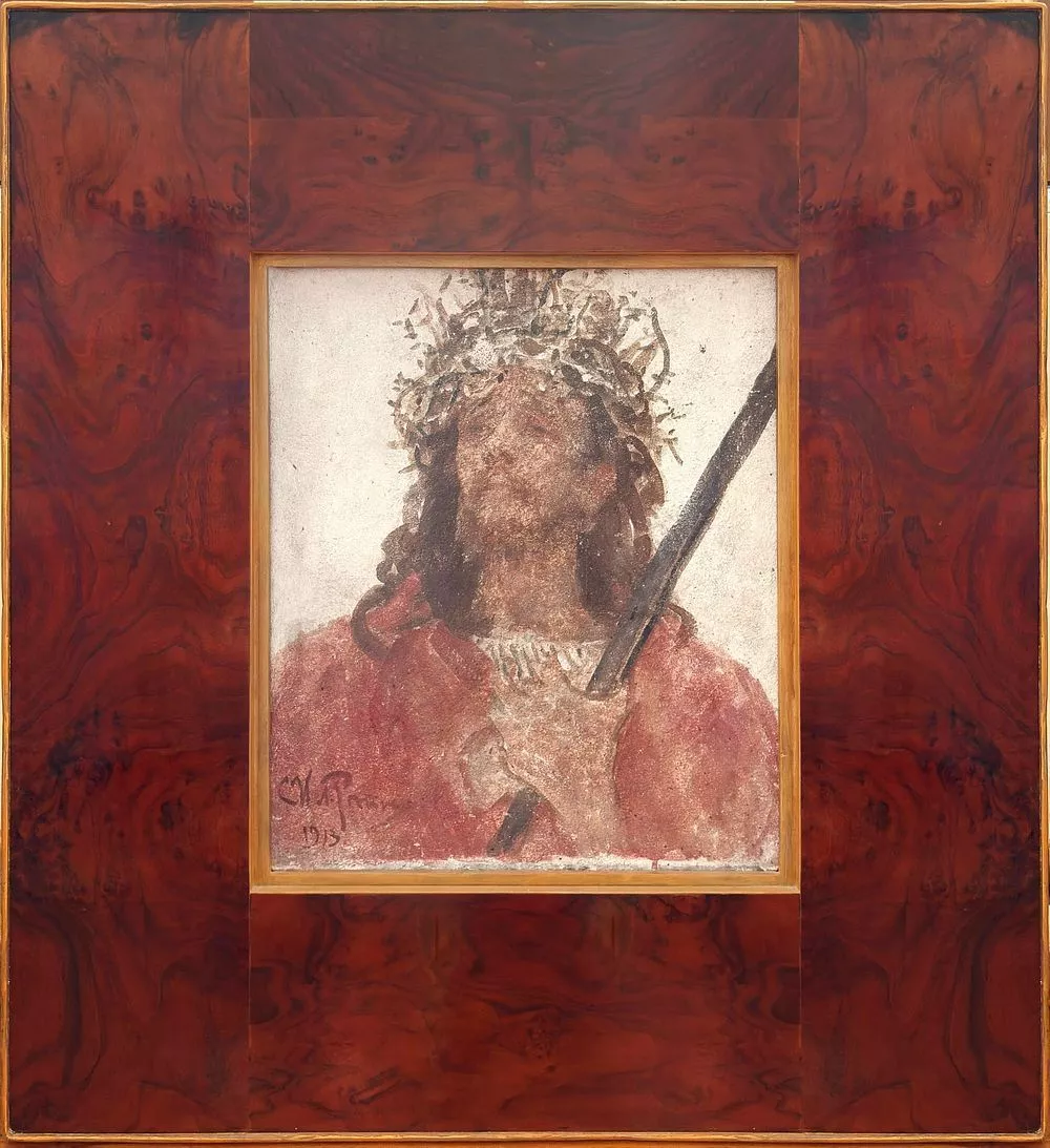 Илья Репин. Христос в терновом венце. 1913 г. Роспись по штукатурке, темпера. 51 х 45 см. Фото: Московский аукционный дом