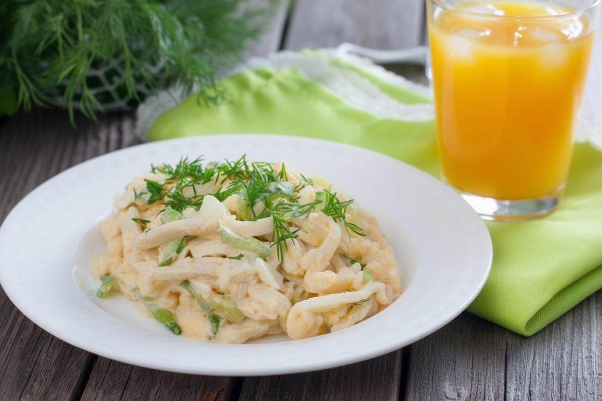 Салат с кальмарами классический