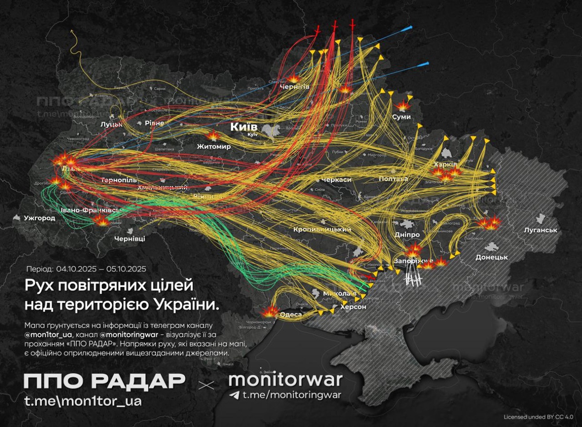 Украинский монтиоринговый канал показал, как шли удары 5 октября