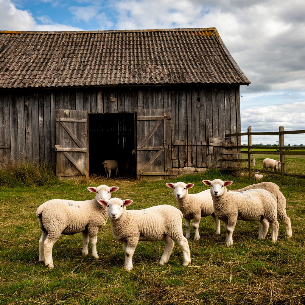 Хлев. Ягнята.