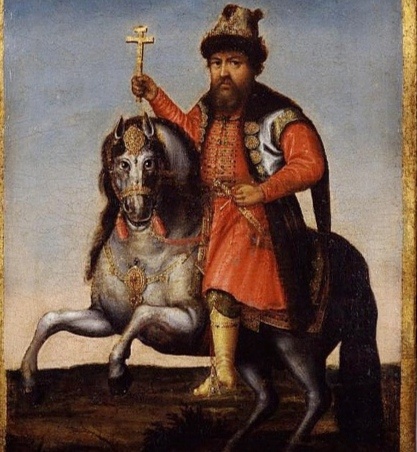 Конный портрет царя Алексея Михайловича. Л.К. Пфандцельт. 1766. Но я уверена, что царь вряд ли спешивался далеко от своего крыльца. 