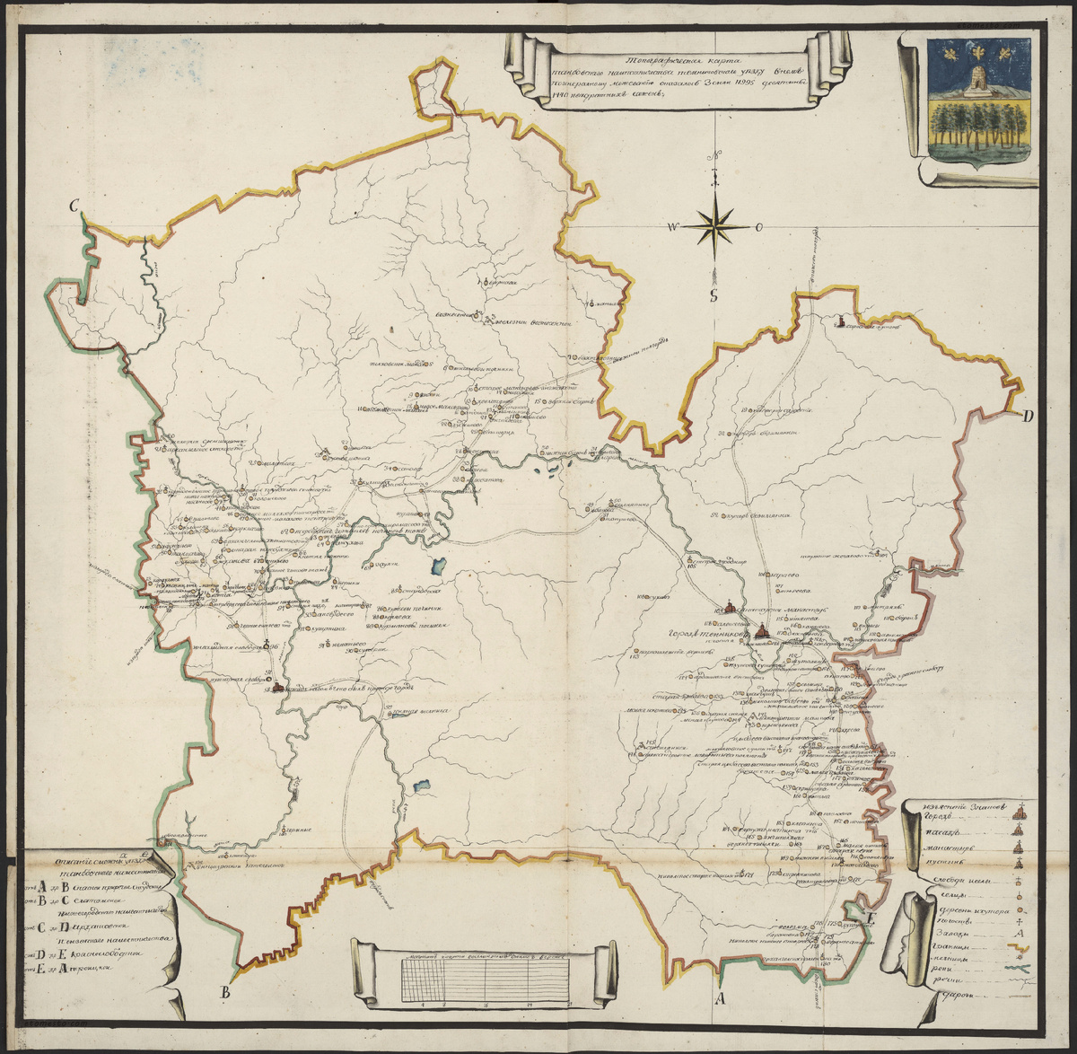 Топографическая карта Темниковского уезда 1787 года