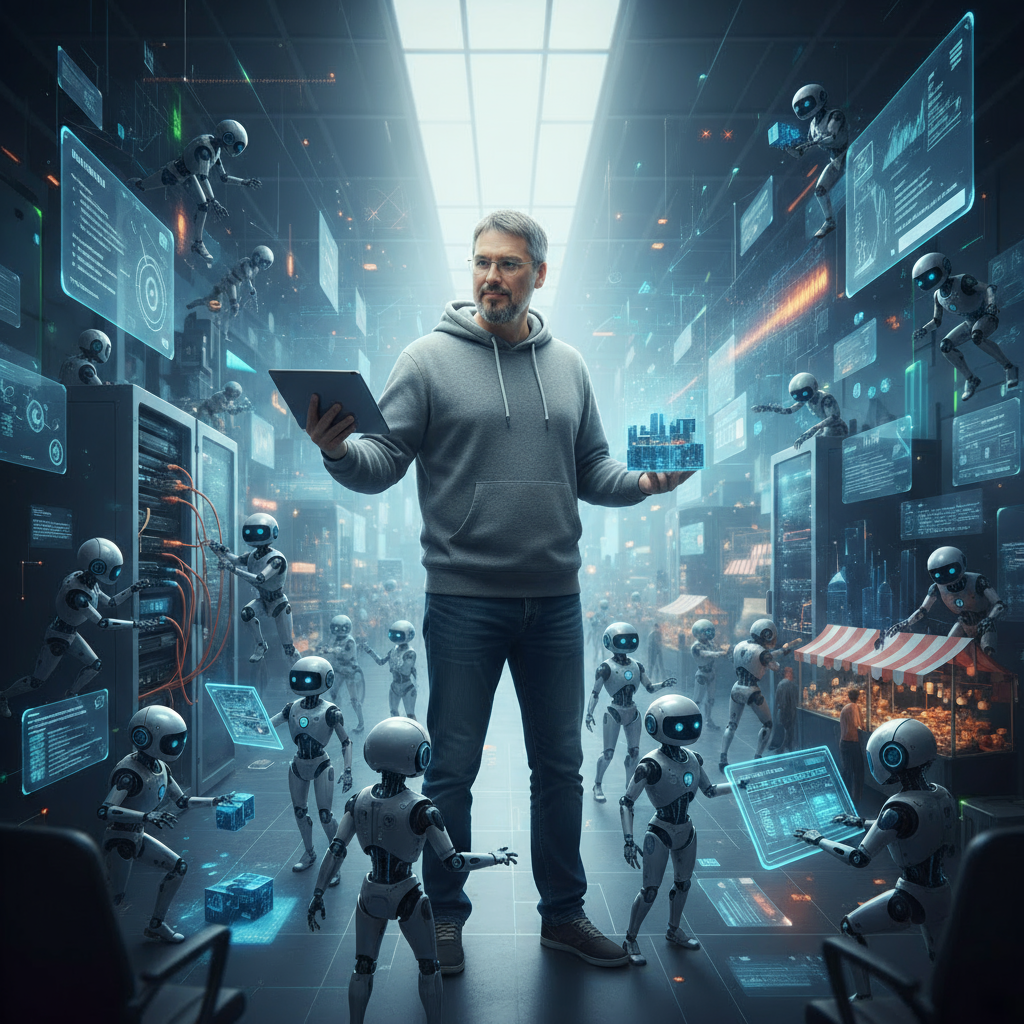 Как-то так выглядит моя рабочая обстановка - роботов много, а я - один)