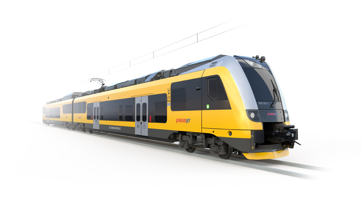 Рендер проекта гибридного поезда от Skoda Group для RegioJet. Источник: Skoda Group