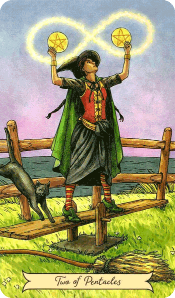 повседневное таро ведьмы, 2 пентаклей