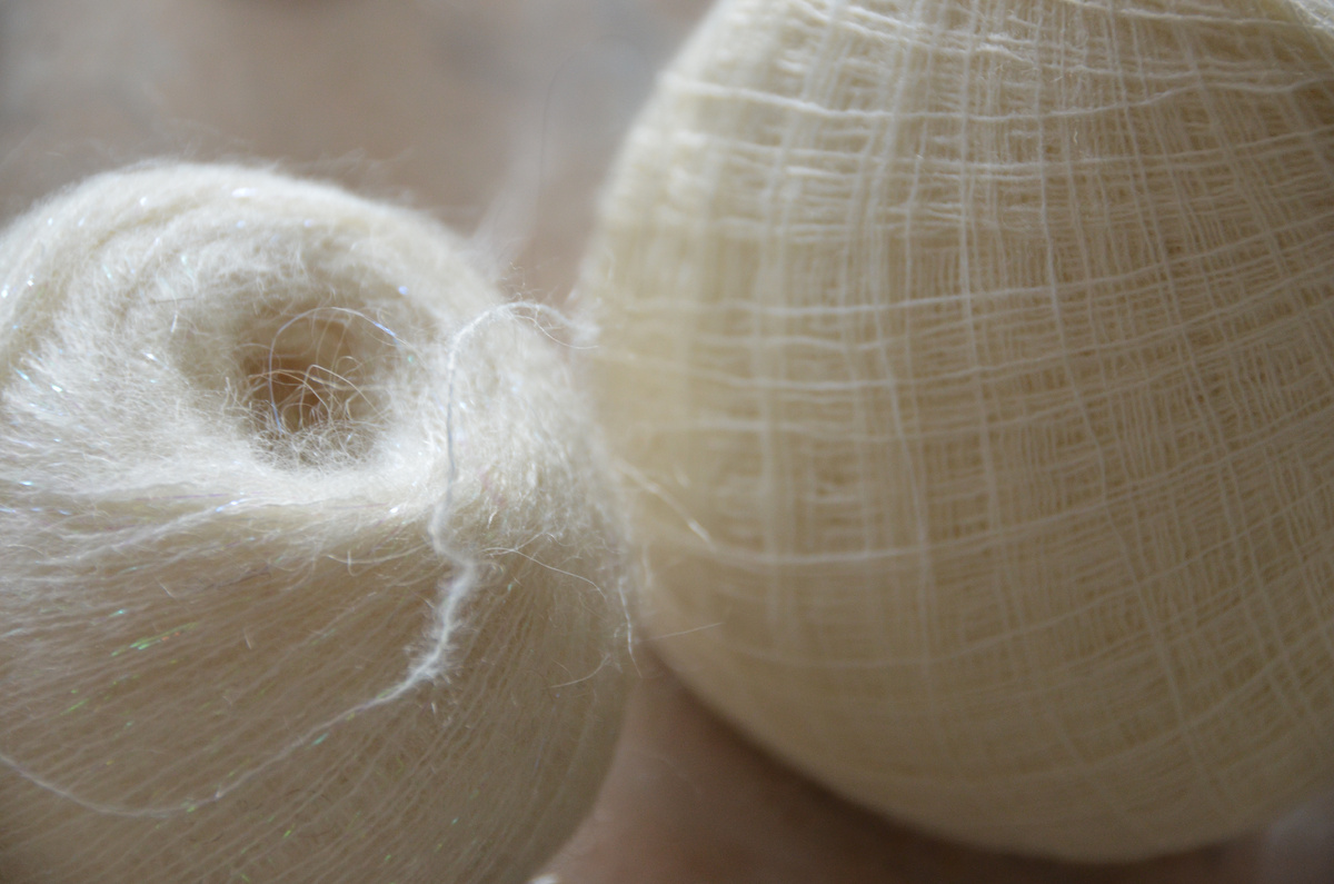 Мохер с люрексом и шерсть