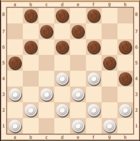 1.c5? (1.fe5 2.fg3x) d4 2.g7 f6 3...b4 4...d4x