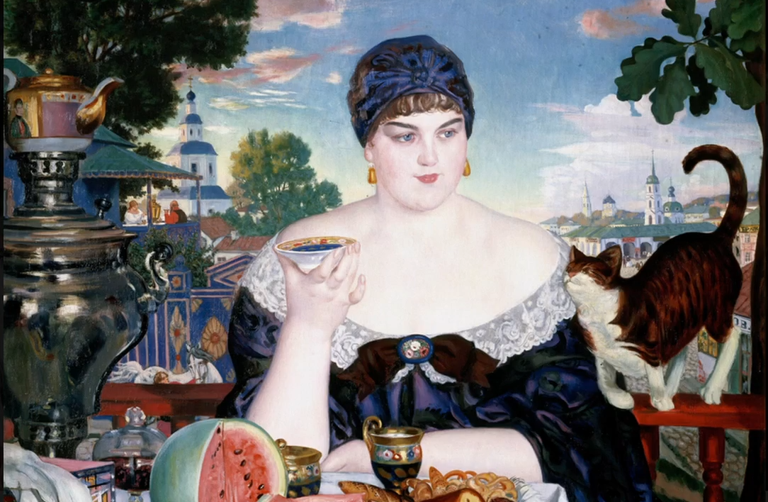 Борис Кустодиев. "Купчиха за чаем", фрагмент картины